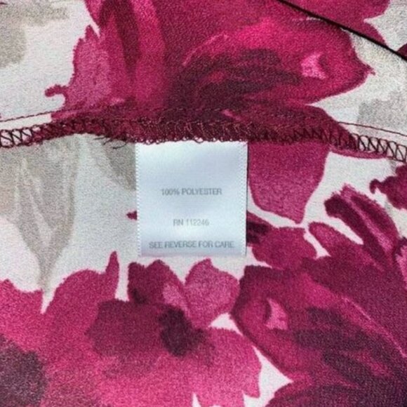 Sami & Jo Petite XL Pink Floral Button Down Blouse Top Bell Sleeves Polyester - Picture 6 of 9